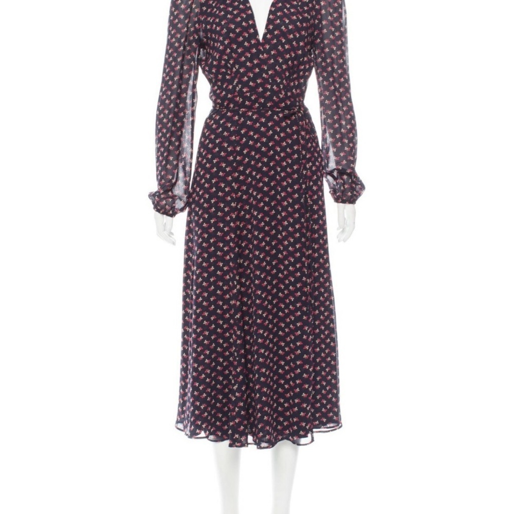Reformation Black and Ditzy Floral Wrap Dress